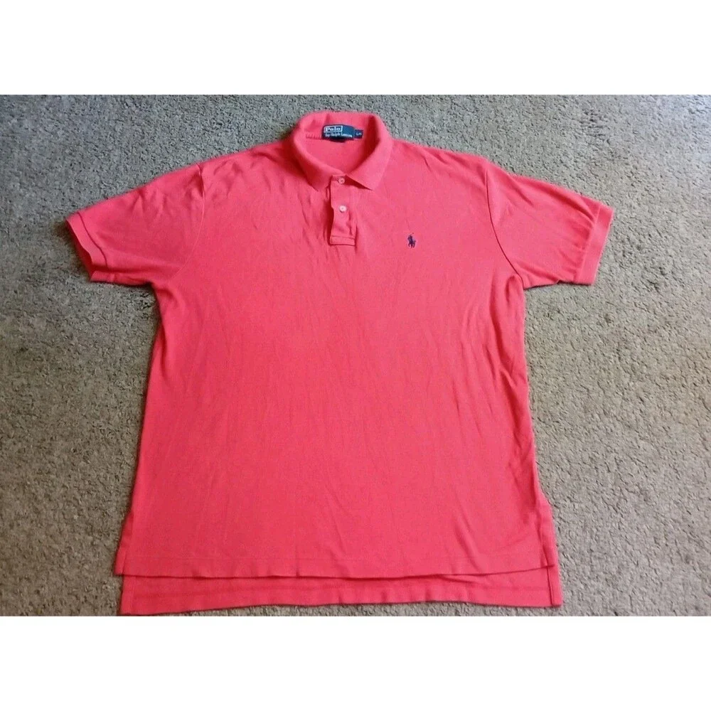 Polo Ralph Lauren Polo Shirt Men’s L Pink Small Horse Cotton Preppy Casual